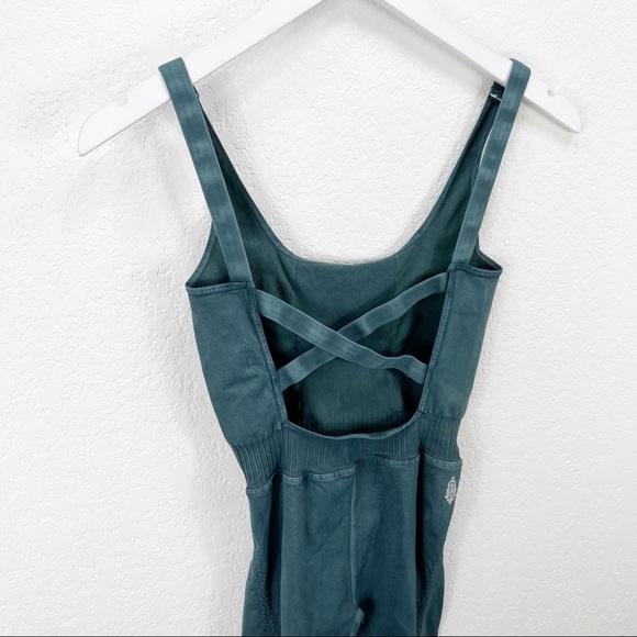 Free People Movement Good Karma Onesie Jumpsuit Shark Blue Green - Picture 8 of 9